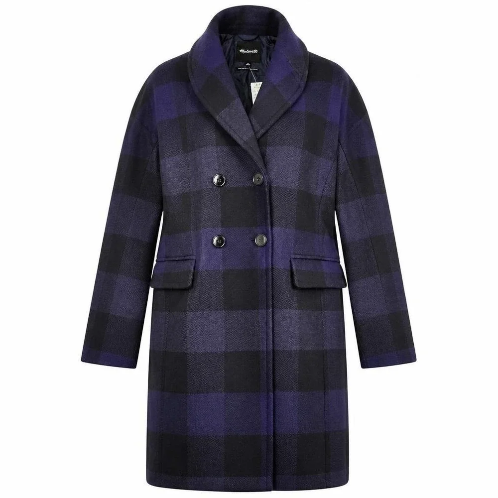 Madewell Coat Womens 10 The Gianna Plaid Insuluxe Overcoat Trench Wool Cashmere